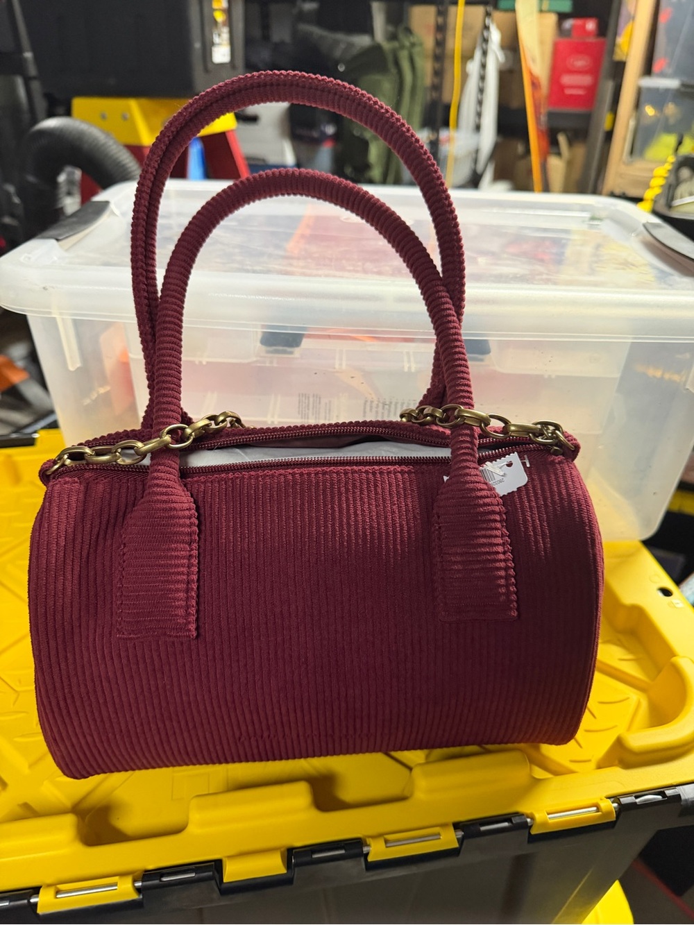 Bath & Body Works Corduroy Barrel Mini Bag in Wine
